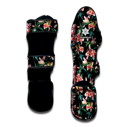 Watercolor Tropical Lily Pattern Print Muay Thai Shin Guard