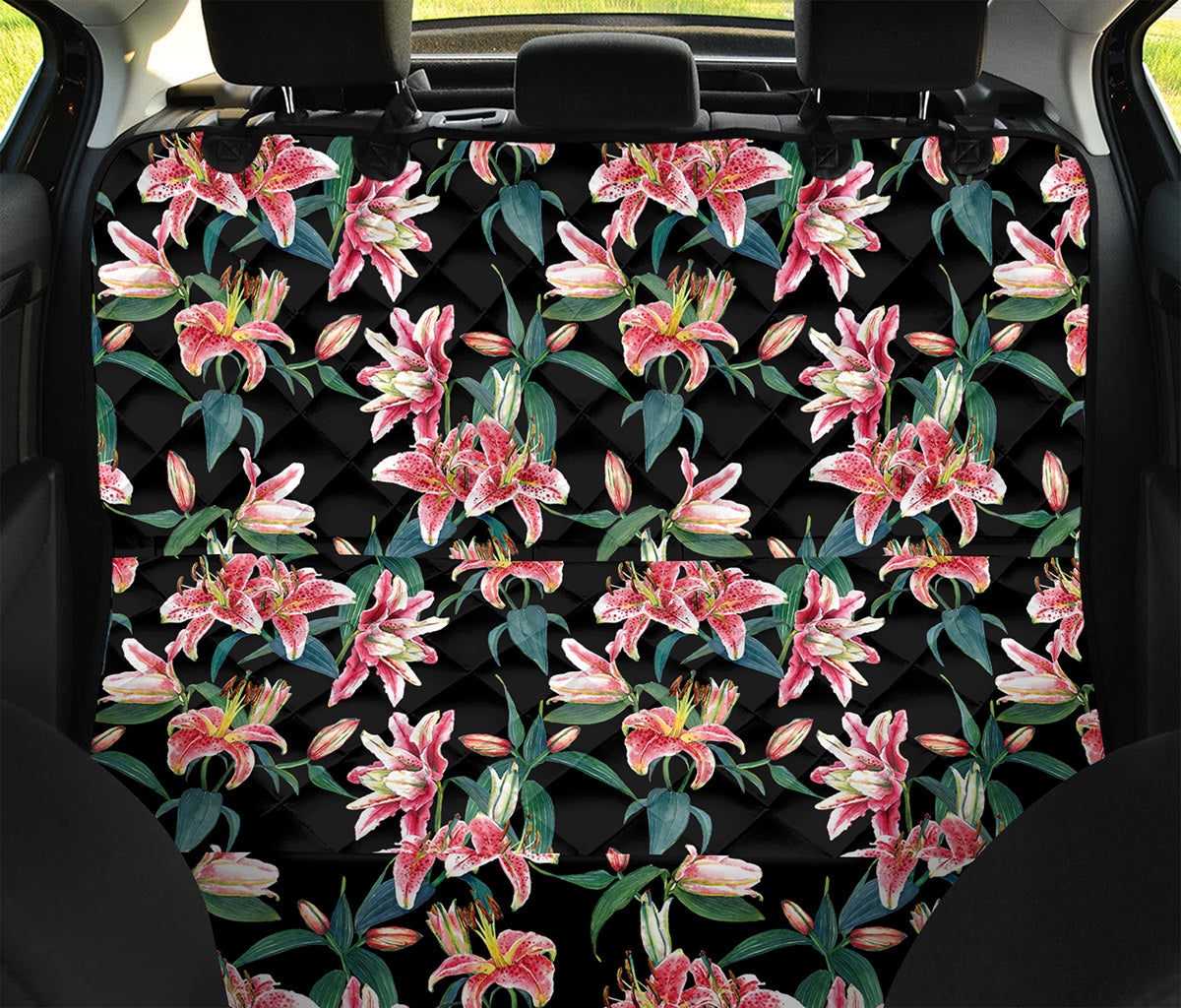 Watercolor Tropical Lily Pattern Print Pet Car Back Seat Cover