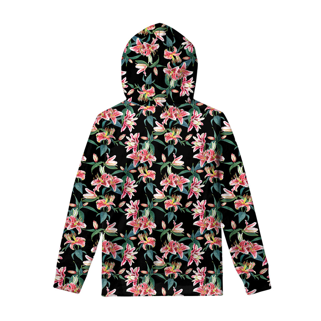 Watercolor Tropical Lily Pattern Print Pullover Hoodie