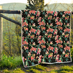 Watercolor Tropical Lily Pattern Print Quilt