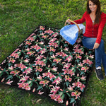 Watercolor Tropical Lily Pattern Print Quilt
