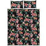 Watercolor Tropical Lily Pattern Print Quilt Bed Set