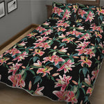 Watercolor Tropical Lily Pattern Print Quilt Bed Set