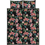 Watercolor Tropical Lily Pattern Print Quilt Bed Set