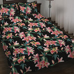Watercolor Tropical Lily Pattern Print Quilt Bed Set