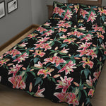 Watercolor Tropical Lily Pattern Print Quilt Bed Set