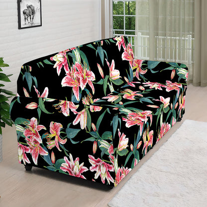Watercolor Tropical Lily Pattern Print Sofa Cover