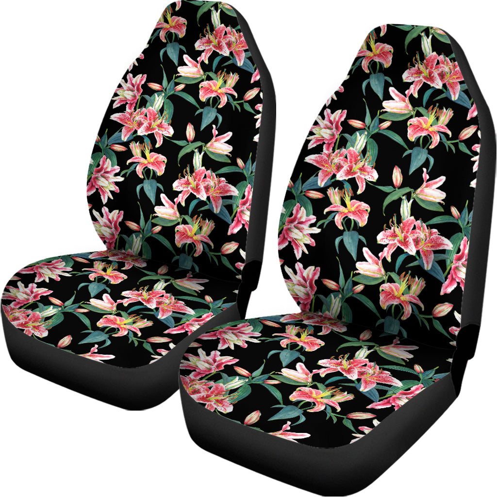 Watercolor Tropical Lily Pattern Print Universal Fit Car Seat Covers