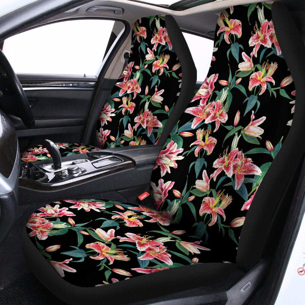 Watercolor Tropical Lily Pattern Print Universal Fit Car Seat Covers