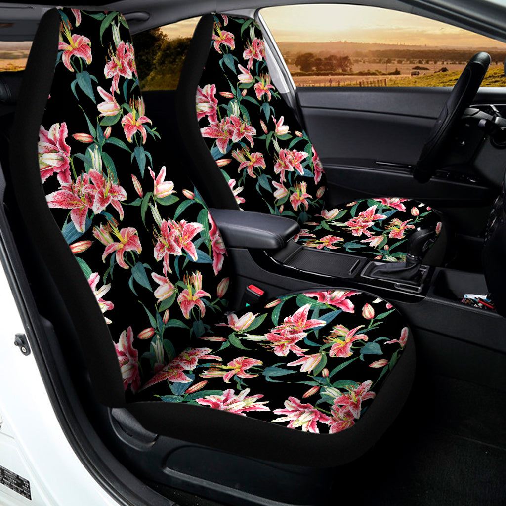Watercolor Tropical Lily Pattern Print Universal Fit Car Seat Covers