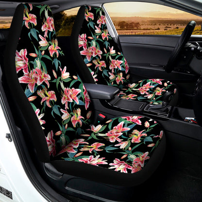 Watercolor Tropical Lily Pattern Print Universal Fit Car Seat Covers