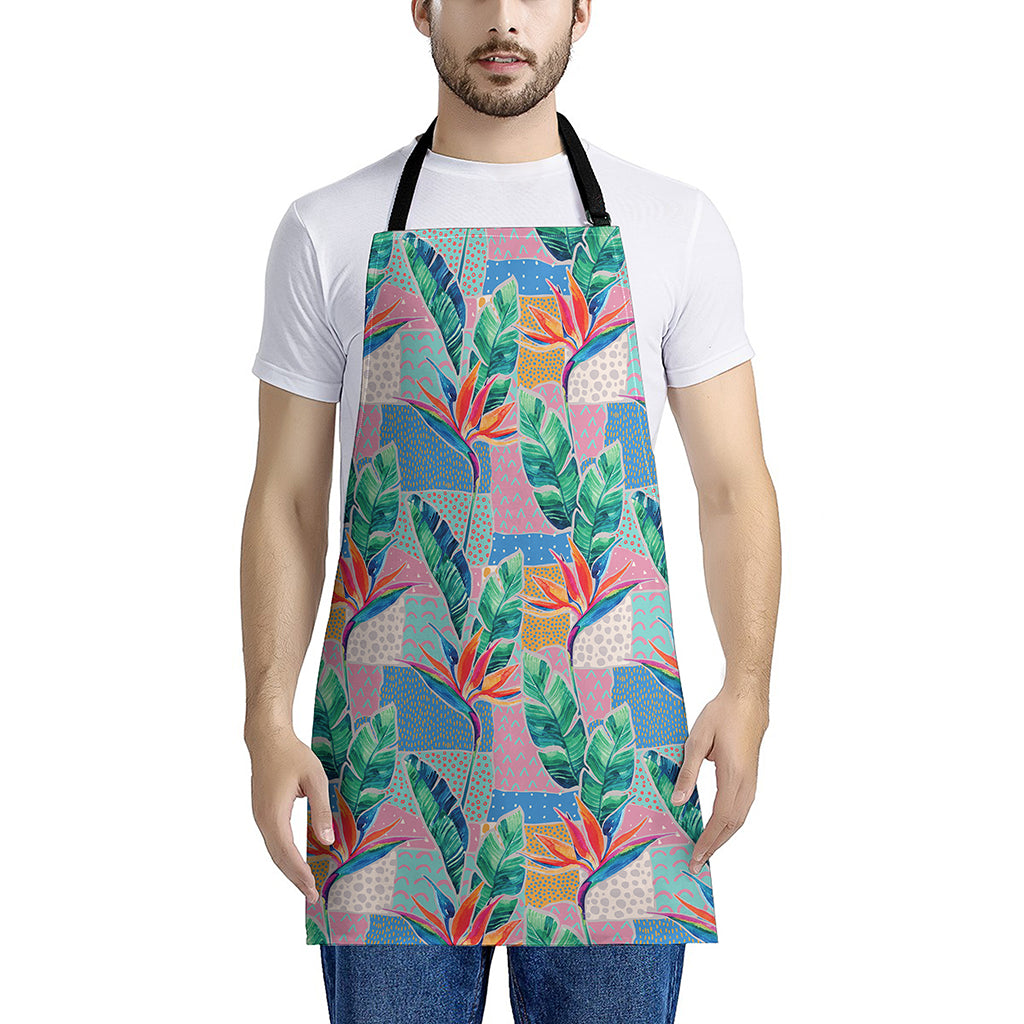 Watercolor Tropical Patchwork Print Apron