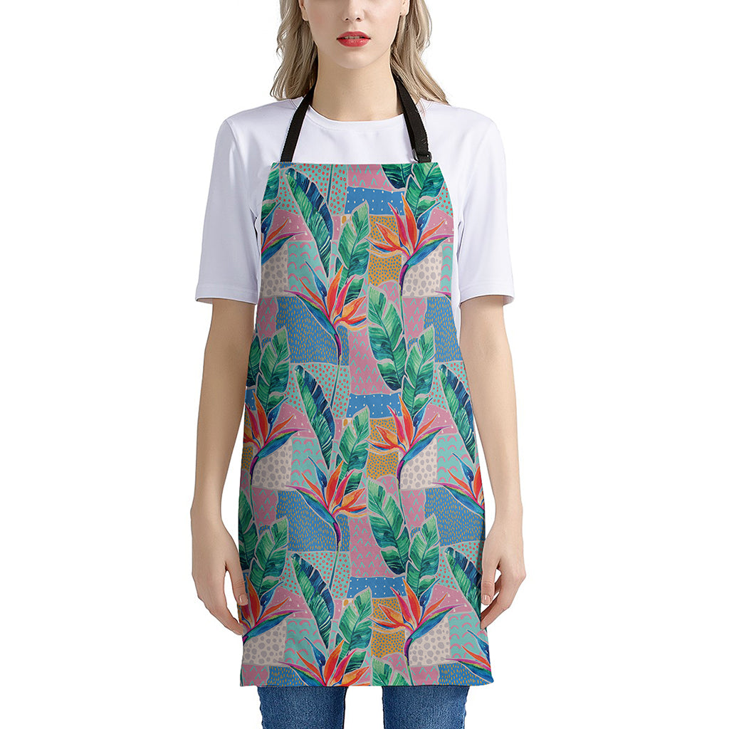 Watercolor Tropical Patchwork Print Apron