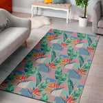 Watercolor Tropical Patchwork Print Area Rug