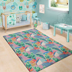 Watercolor Tropical Patchwork Print Area Rug