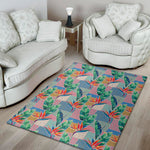 Watercolor Tropical Patchwork Print Area Rug