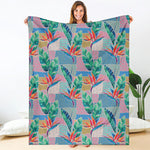 Watercolor Tropical Patchwork Print Blanket