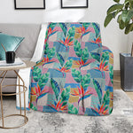 Watercolor Tropical Patchwork Print Blanket