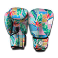 Watercolor Tropical Patchwork Print Boxing Gloves