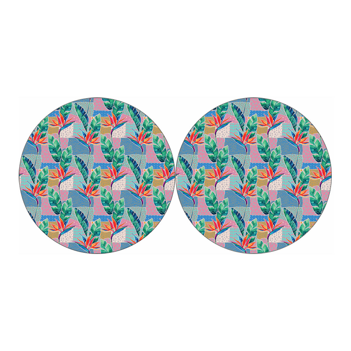 Watercolor Tropical Patchwork Print Car Coasters