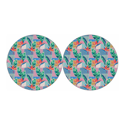 Watercolor Tropical Patchwork Print Car Coasters