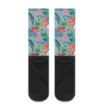 Watercolor Tropical Patchwork Print Crew Socks