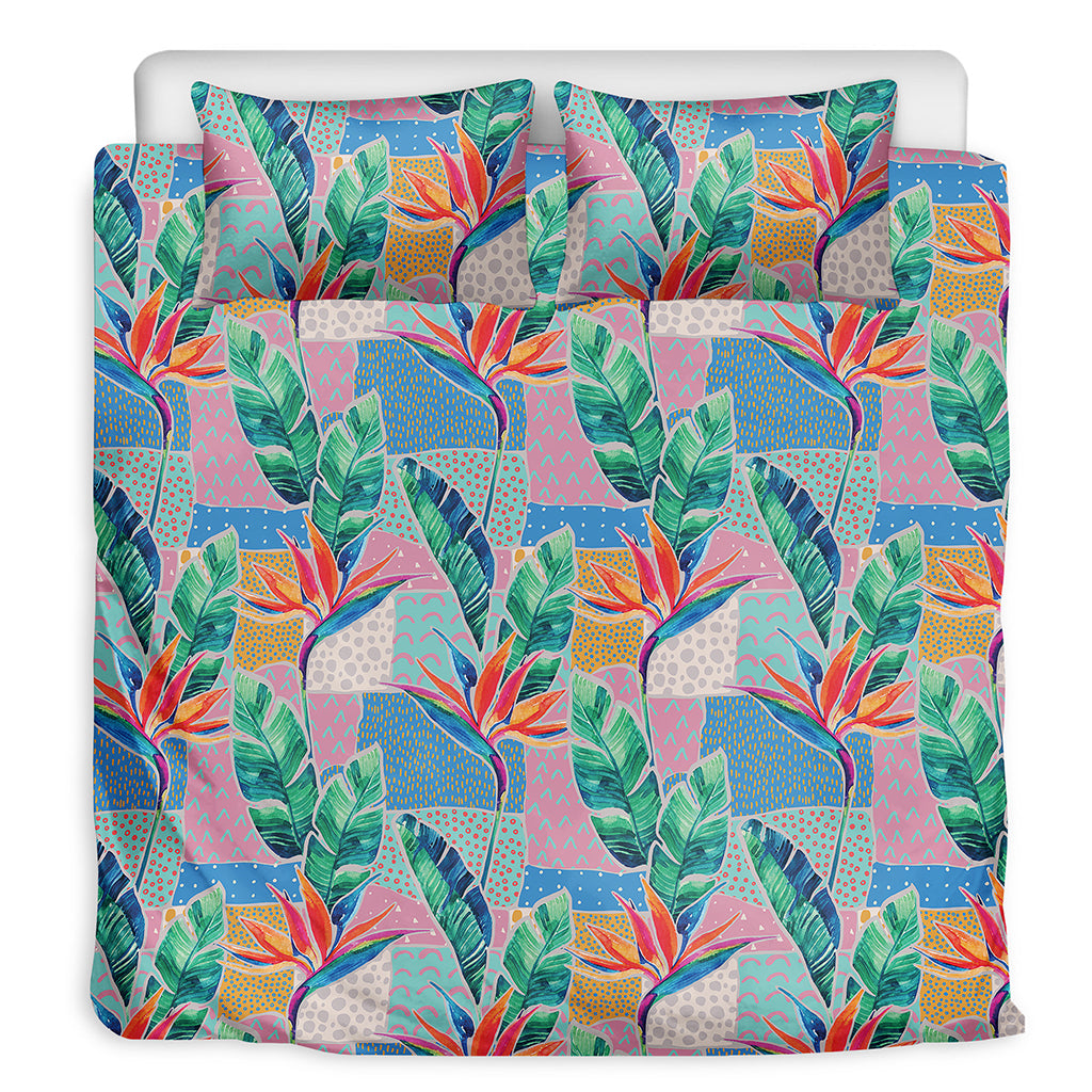 Watercolor Tropical Patchwork Print Duvet Cover Bedding Set