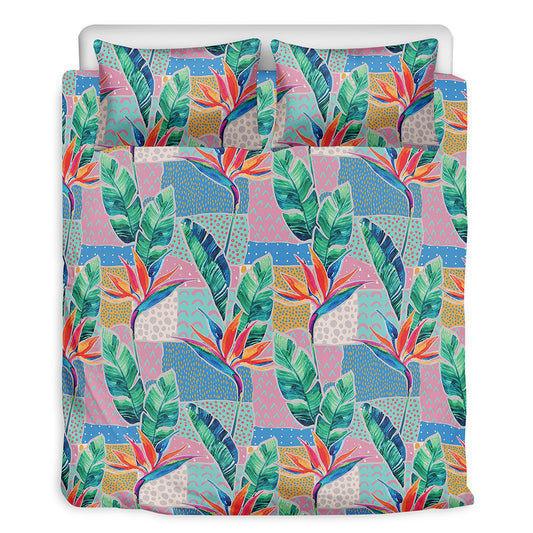 Watercolor Tropical Patchwork Print Duvet Cover Bedding Set
