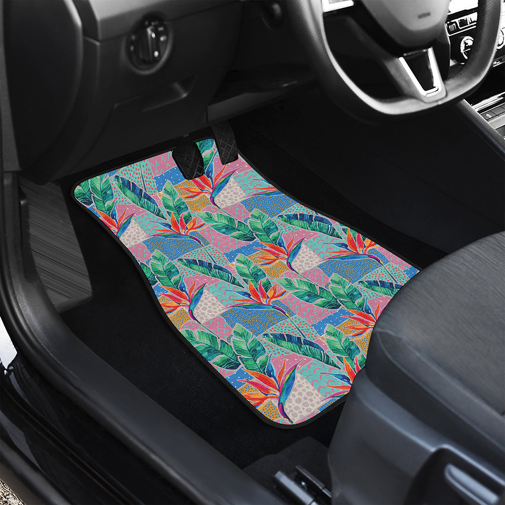 Watercolor Tropical Patchwork Print Front Car Floor Mats