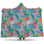 Watercolor Tropical Patchwork Print Hooded Blanket