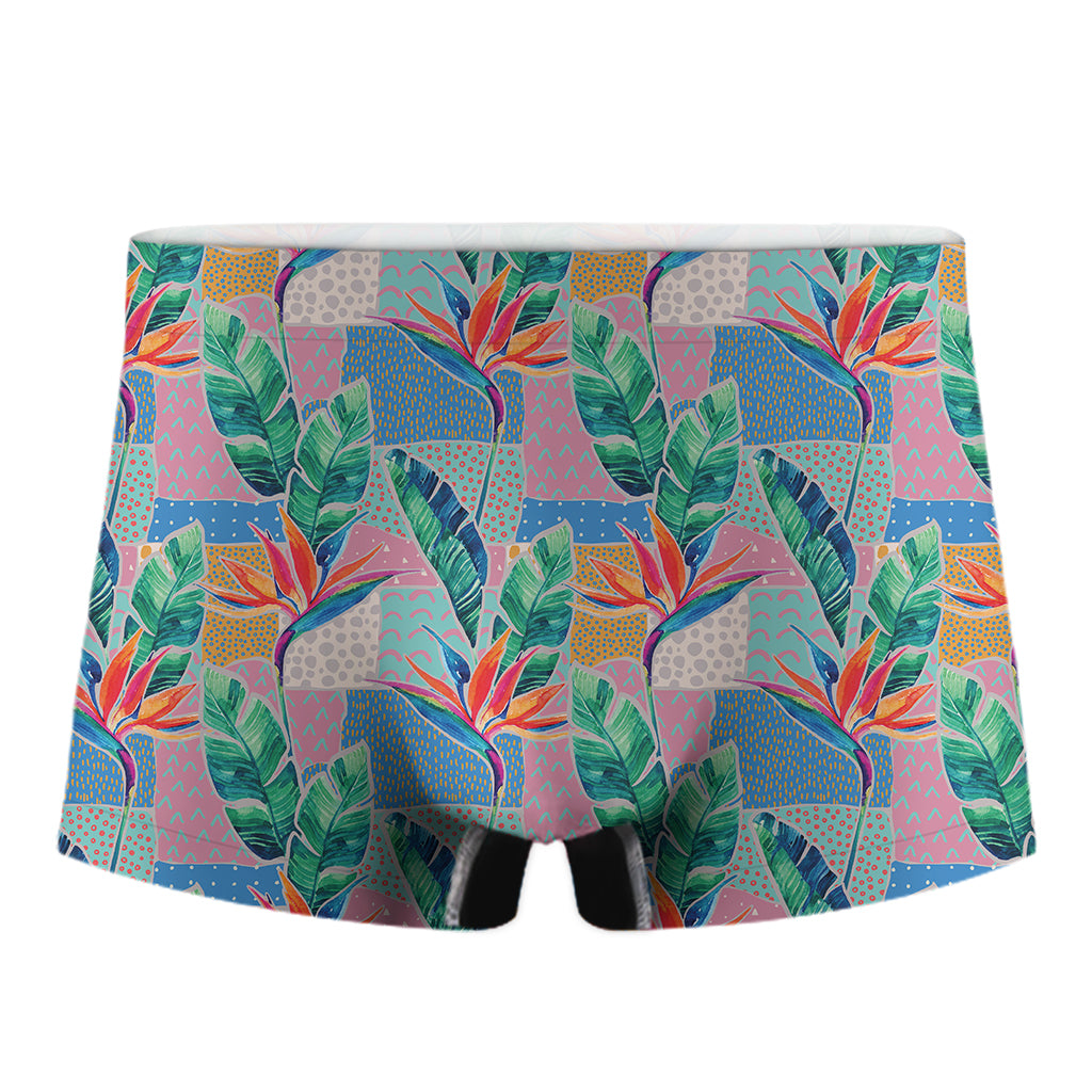 Watercolor Tropical Patchwork Print Men's Boxer Briefs