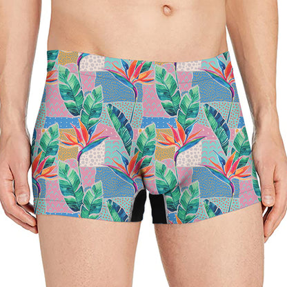 Watercolor Tropical Patchwork Print Men's Boxer Briefs