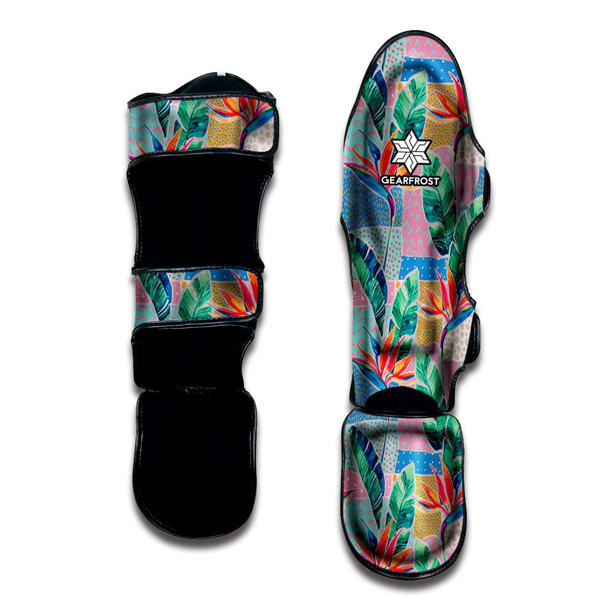 Watercolor Tropical Patchwork Print Muay Thai Shin Guard
