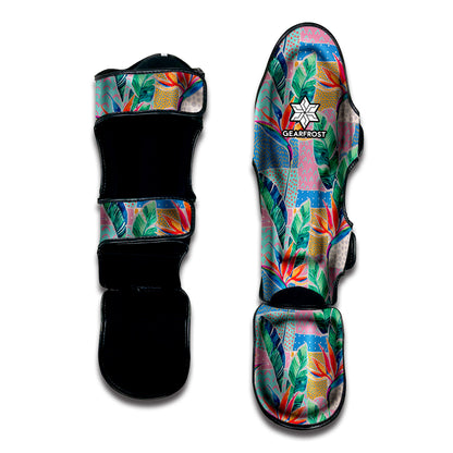Watercolor Tropical Patchwork Print Muay Thai Shin Guard