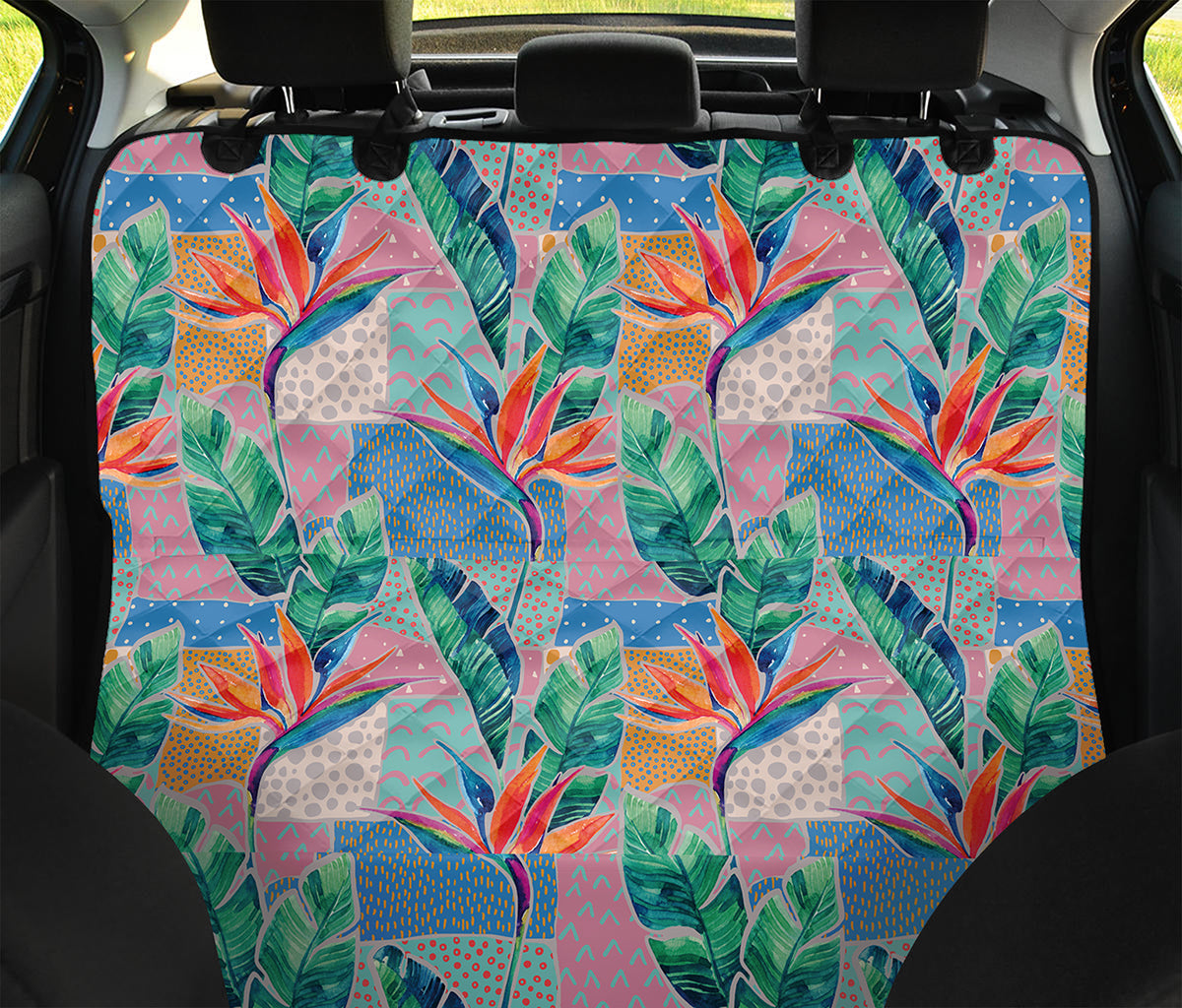 Watercolor Tropical Patchwork Print Pet Car Back Seat Cover