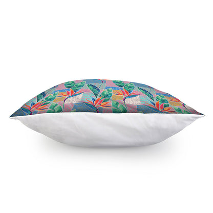 Watercolor Tropical Patchwork Print Pillow Cover