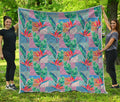 Watercolor Tropical Patchwork Print Quilt