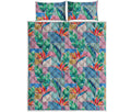 Watercolor Tropical Patchwork Print Quilt Bed Set