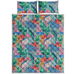 Watercolor Tropical Patchwork Print Quilt Bed Set