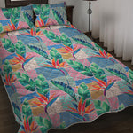 Watercolor Tropical Patchwork Print Quilt Bed Set