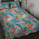 Watercolor Tropical Patchwork Print Quilt Bed Set