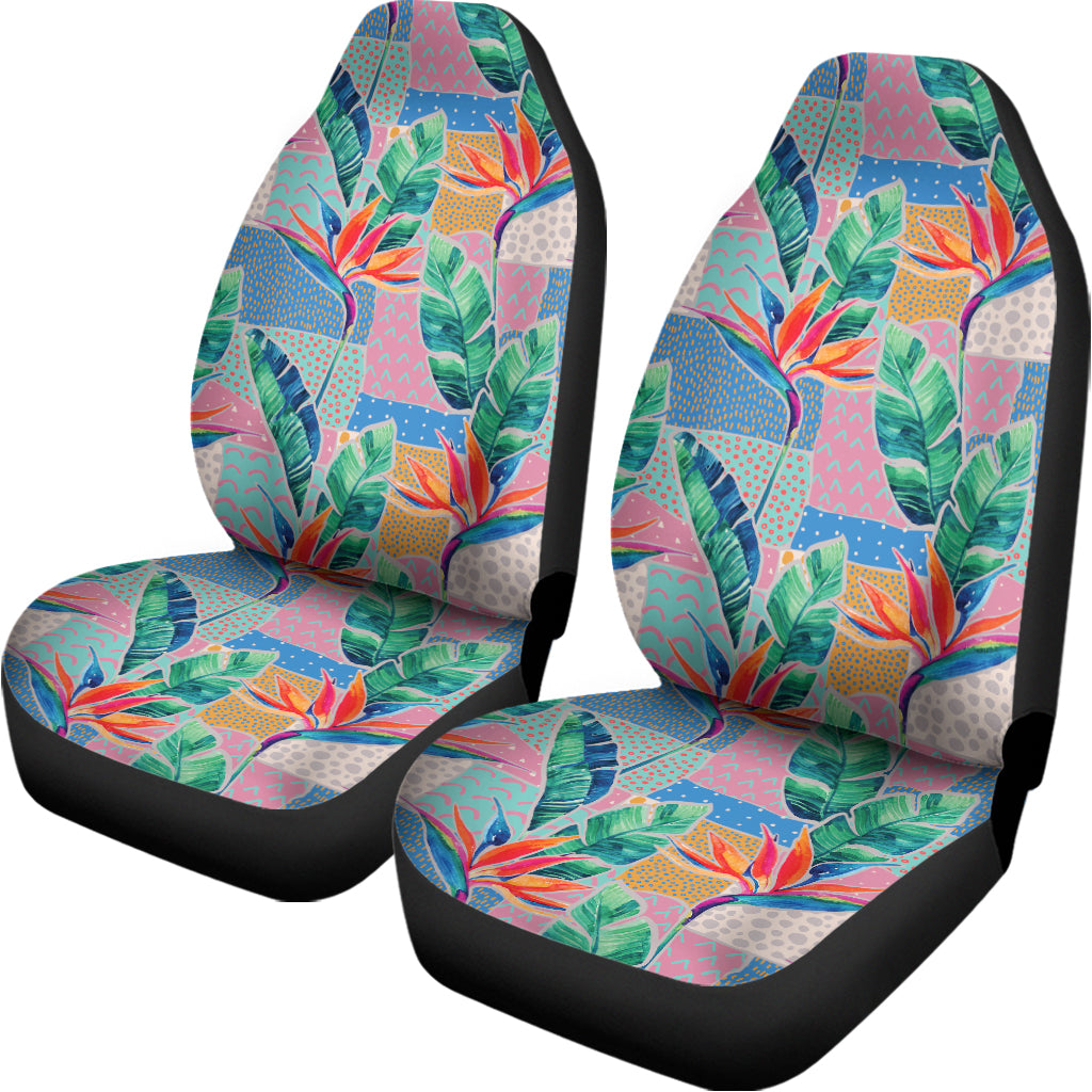 Watercolor Tropical Patchwork Print Universal Fit Car Seat Covers