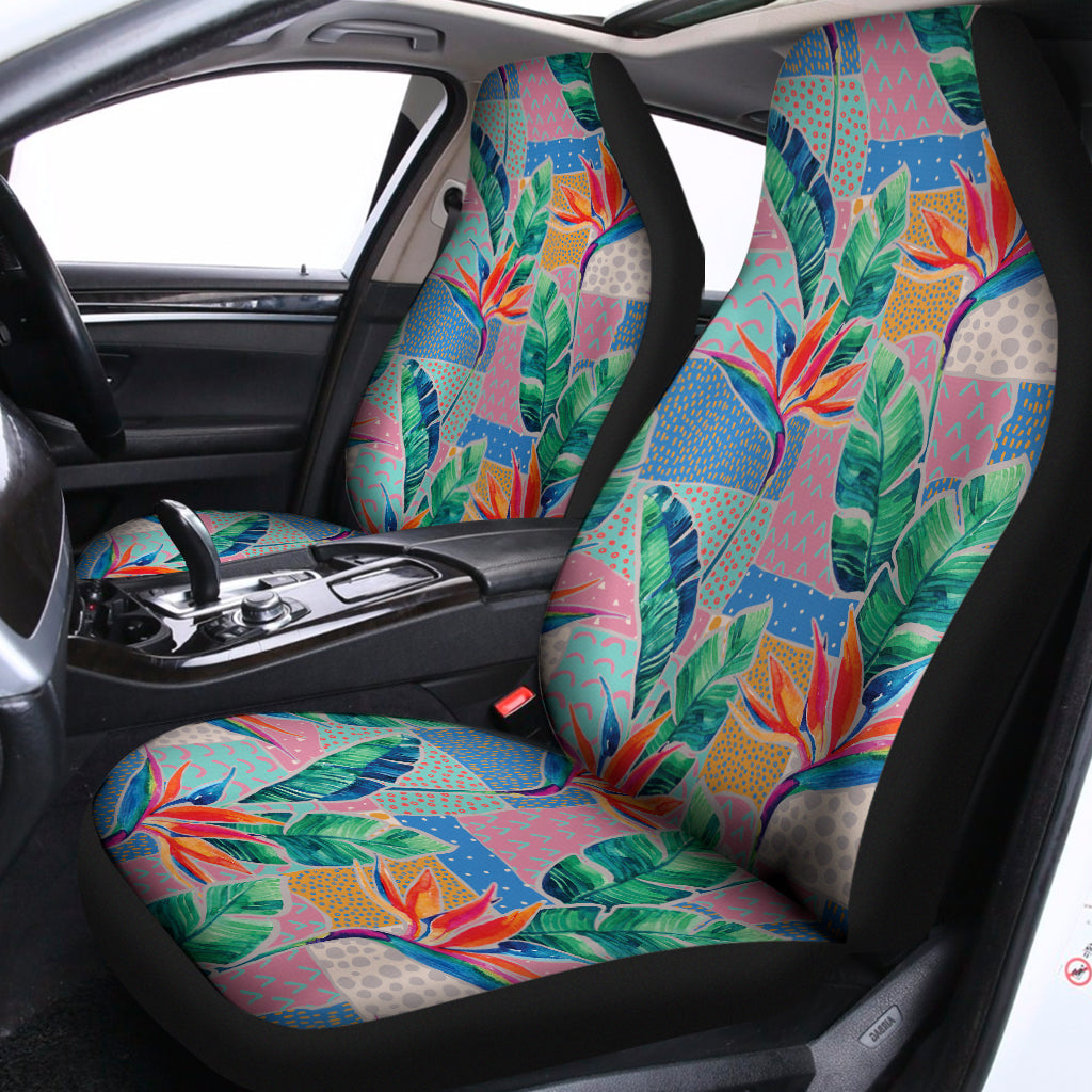 Watercolor Tropical Patchwork Print Universal Fit Car Seat Covers