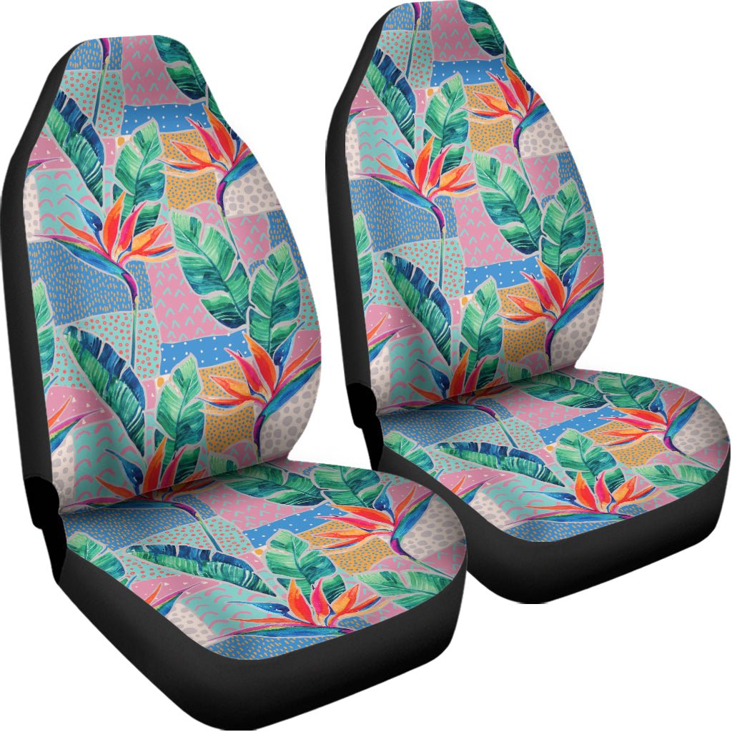 Watercolor Tropical Patchwork Print Universal Fit Car Seat Covers
