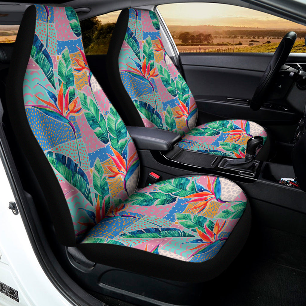 Watercolor Tropical Patchwork Print Universal Fit Car Seat Covers