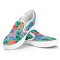 Watercolor Tropical Patchwork Print White Slip On Sneakers