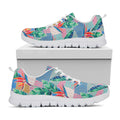 Watercolor Tropical Patchwork Print White Running Shoes