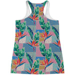 Watercolor Tropical Patchwork Print Women's Racerback Tank Top