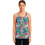 Watercolor Tropical Patchwork Print Women's Racerback Tank Top