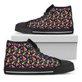 Watercolor Tropical Pattern Print Black High Top Sneakers